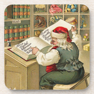 Naughty and Nice List Set of Cork Coasters