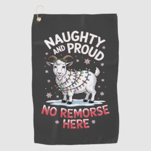 Naughty and Proud No Remorse Funny Christmas Sheep Golf Towel