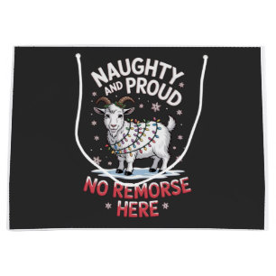 Naughty and Proud No Remorse Funny Christmas Sheep Large Gift Bag