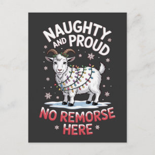 Naughty and Proud No Remorse Funny Christmas Sheep Postcard
