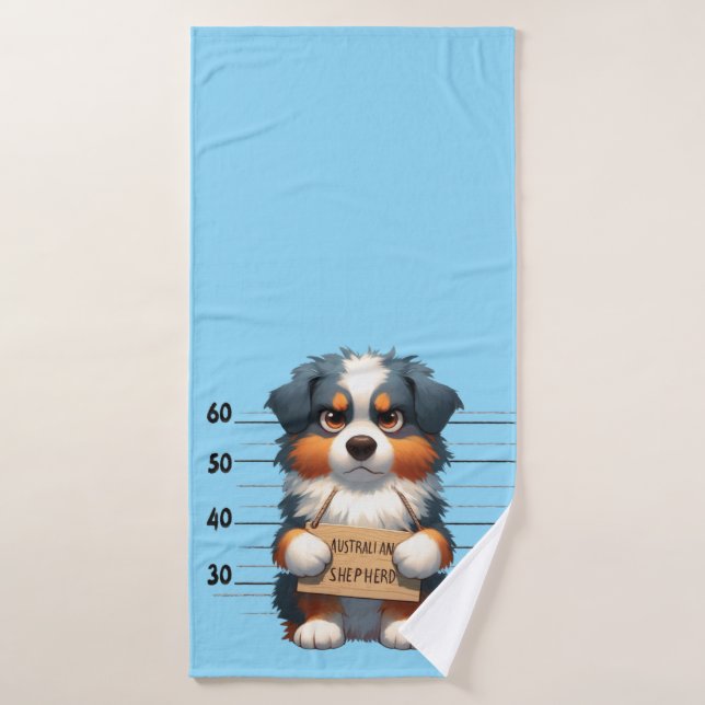 Naughty Australian Shepherd Bath Towel (Bath Towel)