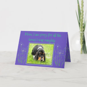 Naughty Basset Hound On Funny Mother's Day Card