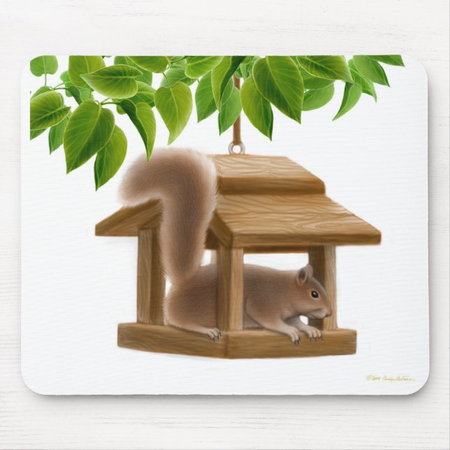 Naughty Bird Feeder Squirrel Mousepad (Front)