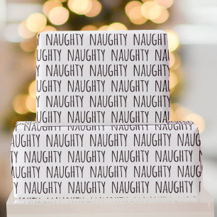 Naughty Black and White Typography Pattern   Wrapping Paper