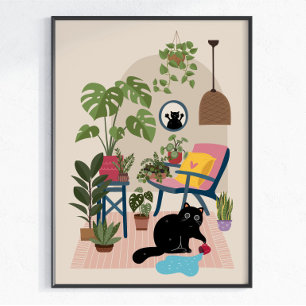 Naughty Black Cat Cute Funny Playful Cat Lover Poster