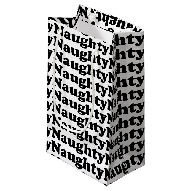 Naughty black & white pattern funny cute small  small gift bag (Front Angled)