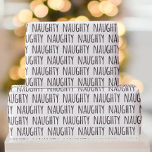 Naughty Black White Typography Pattern Christmas
