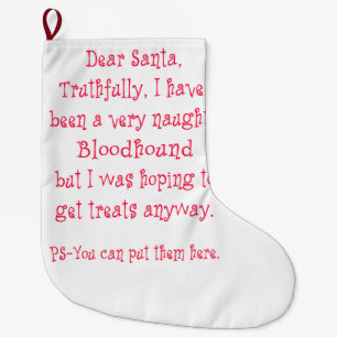 Naughty Bloodhound Large Christmas Stocking