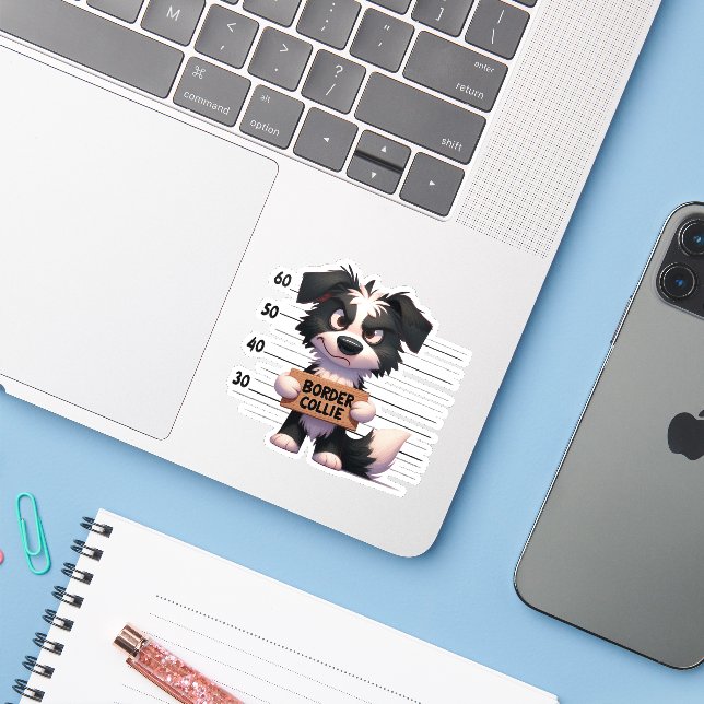Naughty Border Collie (Laptop w/ iPhone)