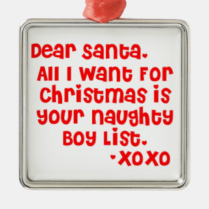 Naughty boy list metal tree decoration