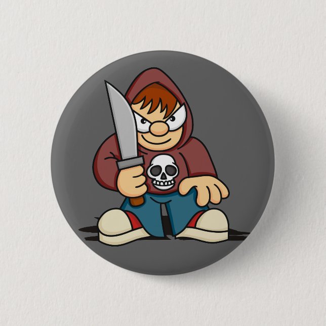Naughty Boy with Knife Button (Front)