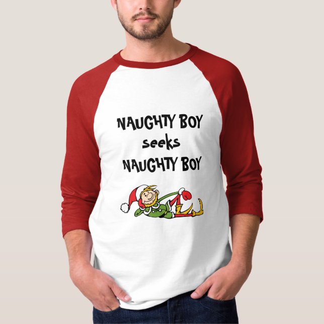 Naughty Boys Holiday Sweatshirt T-Shirt (Front)