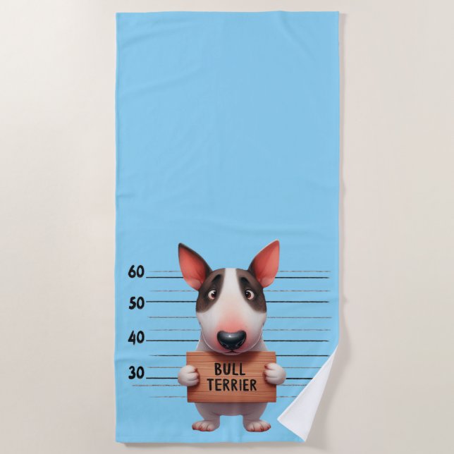 Naughty Bull Terrier Beach Towel (Front)