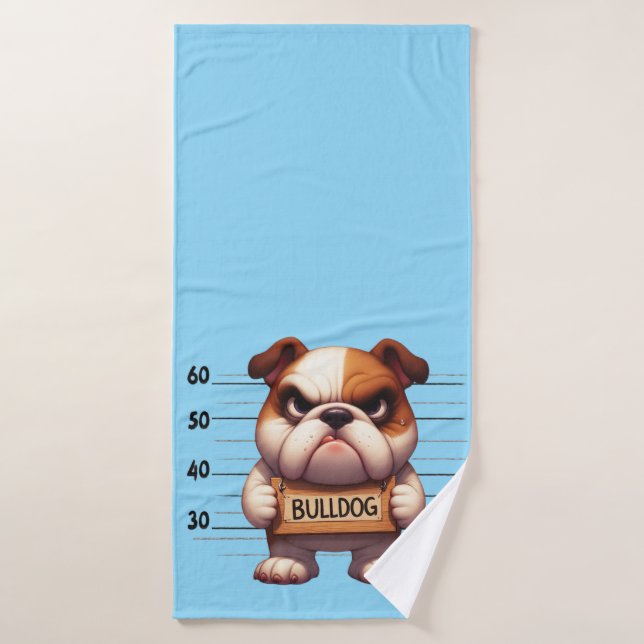 Naughty Bulldog Bath Towel (Bath Towel)