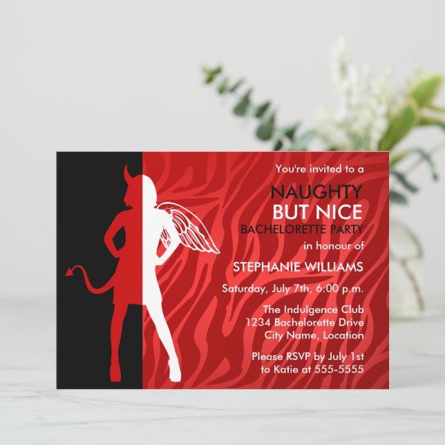Naughty But Nice Bachelorette Part Invitation (Standing Front)