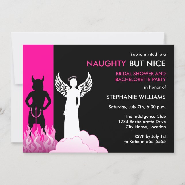 Naughty But Nice Bachelorette Party Invitation (Front)