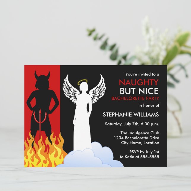 Naughty But Nice Bachelorette Party Invitation (Standing Front)