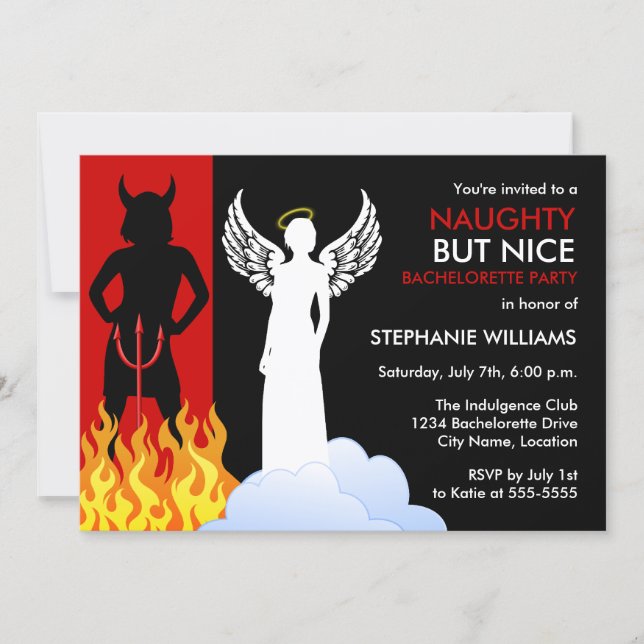 Naughty But Nice Bachelorette Party Invitation (Front)
