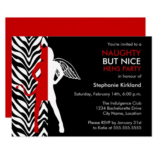 Naughty But Nice Hens Party Bachelorette Party Invitation Au