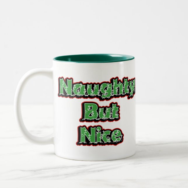 "Naughty But Nice" Santa Mug - Christmas Coffee (Left)
