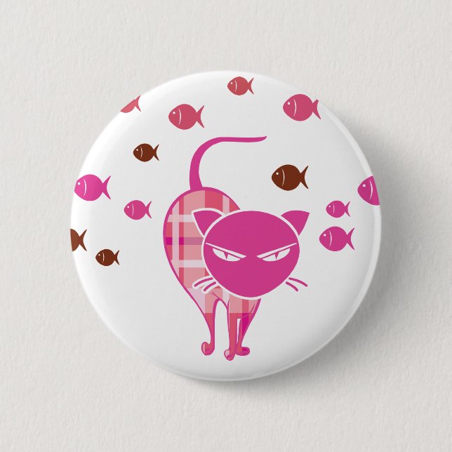 Naughty Cat 6 Cm Round Badge (Front)