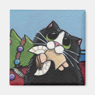 Naughty Cat at Christmas Magnet