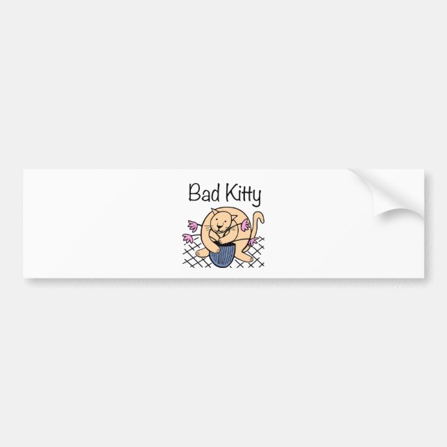 Naughty Cat Cartoon Bumper Sticker (Front)