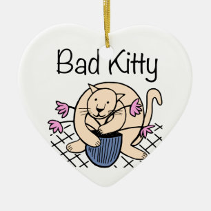 Naughty Cat Cartoon Ceramic Ornament