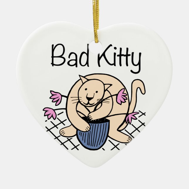 Naughty Cat Cartoon Ceramic Ornament (Front)