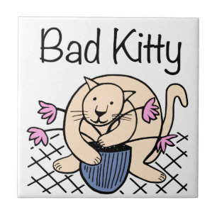 Naughty Cat Cartoon Ceramic Tile