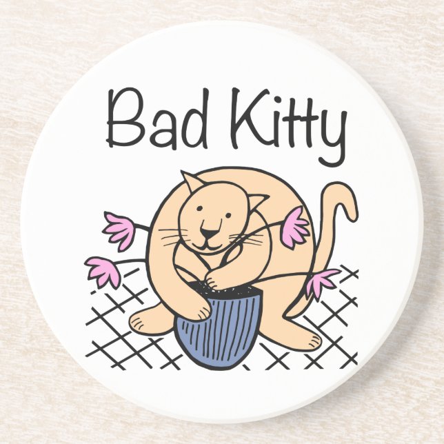 Naughty Cat Cartoon Coaster (Front)