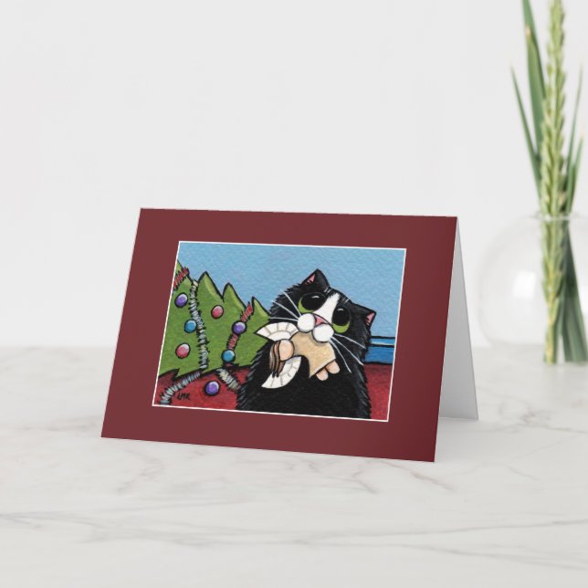 Naughty Cat & Christmas Angel | Christmas Card (Front)