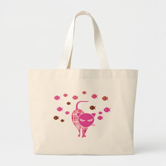 Naughty Cat Large Tote Bag (Front)