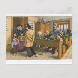 Naughty Cats In The Classroom, Dressed, Postcard
