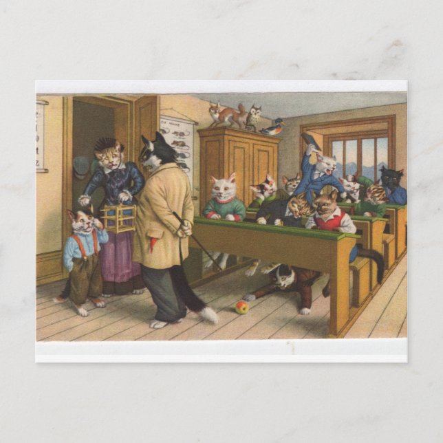 Naughty Cats In The Classroom, Dressed, Postcard (Front)