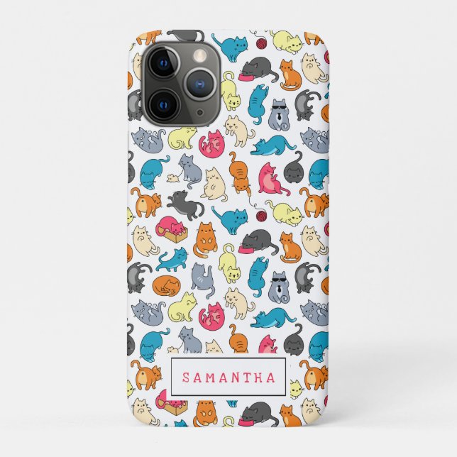 Naughty Cats Kittens Crowd Personalized Case-Mate iPhone Case (Back)