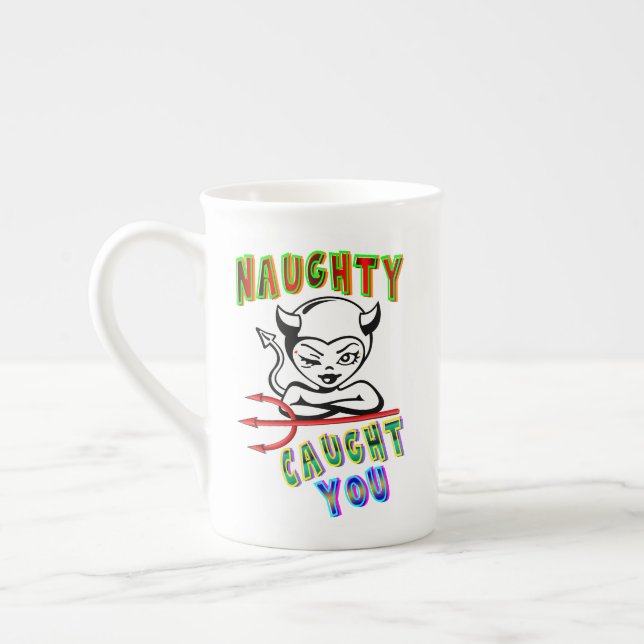 Naughty Caught You Bone China Mug (Left)