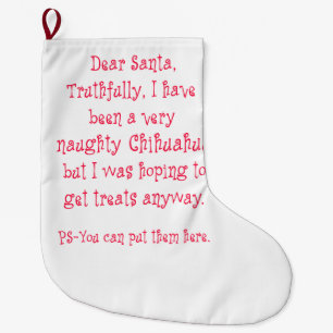 Naughty Chihuahua Large Christmas Stocking