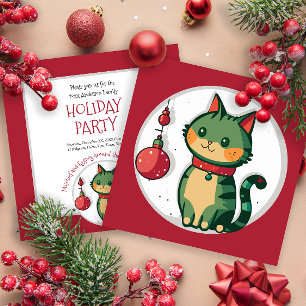 Naughty Christmas Cat Holiday Party Invitation
