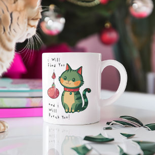 Naughty Christmas Cat Large Coffee Mug