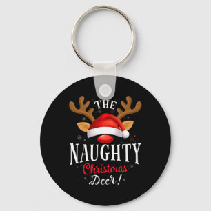 Naughty Christmas Deer Pjs Xmas Family Matching Key Ring