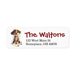 Naughty Christmas Puppy Return Address Label