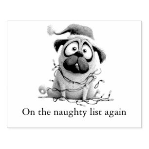 Naughty Christmas Puppy Rubber Stamp
