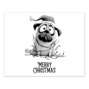 Naughty Christmas Puppy Rubber Stamp