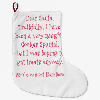 Naughty Cocker Spaniel Large Christmas Stocking
