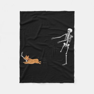 Naughty Corgi Dog Fun Skeleton Halloween Fleece Blanket