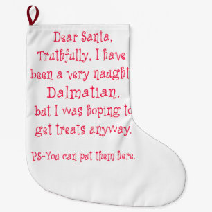 Naughty Dalmatian Large Christmas Stocking