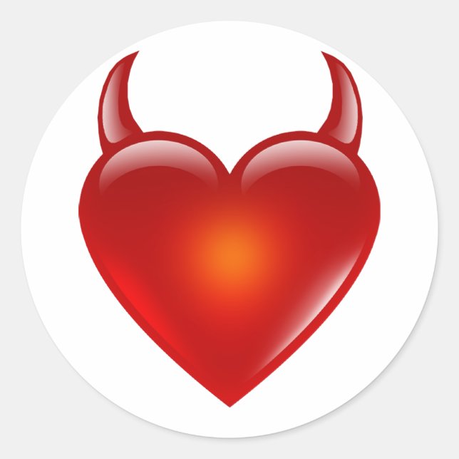 Naughty Devil Heart with Horns Classic Round Sticker (Front)