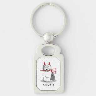 Naughty Devil Old English Sheepdog (Grey 1) Key Ring