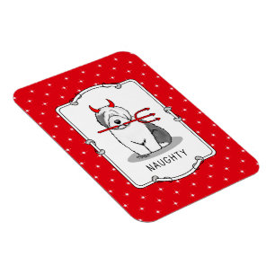 Naughty Devil Old English Sheepdog (Grey 1) Magnet
